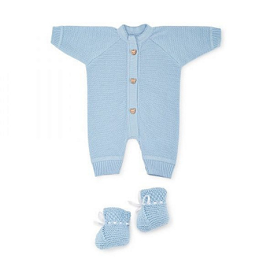 Человечек Аrt Knit + плед и пинетки р.62 серо-голубой 