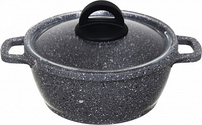 Кастрюля 20 см 2 л с антипригарным покрытием Гранит Грей К206РС Biol