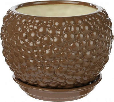 Горшок Ориана-Запорожкерамика Шар bubble круглый 1,4л молочный шоколад (037-2-161) 