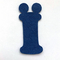 Буква Ї з фетру синяя 2 мм 10 см