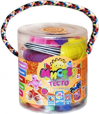 Набор теста для лепки Strateg Мистер тесто 18 цветов с блестками 71102