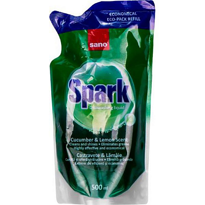 Средство для ручного мытья посуды Sano Spark Огурец и лайм 0.5 л
