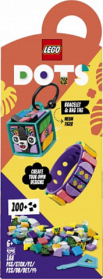 Конструктор LEGO DOTS «Неоновий тигр». Браслет та бірка для валізи 41945