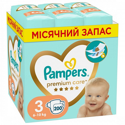 Подгузники Pampers Premium Care 3 6-10 кг 200 шт.
