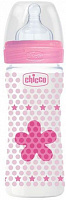Пляшка дитяча Chicco пластикова Well-Being 250 мл з силіконовою соскою середній потік від 2 місяців дівчинка 1шт