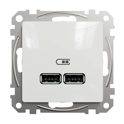 Розетка USB двойная с заземлением Schneider Electric Sedna Design тип A + A без крышки белый SDD111401