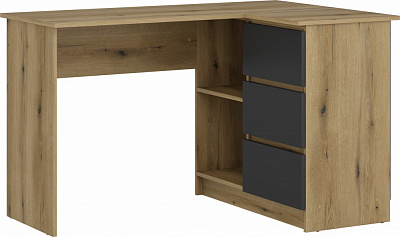 Стіл письмовий кутовий Грейд Ніколас 766х1244х848 мм дуб евок прибережний/антрацит/дуб евок прибережний