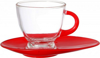 Чашка 230 мл с красным блюдцем Glasmark