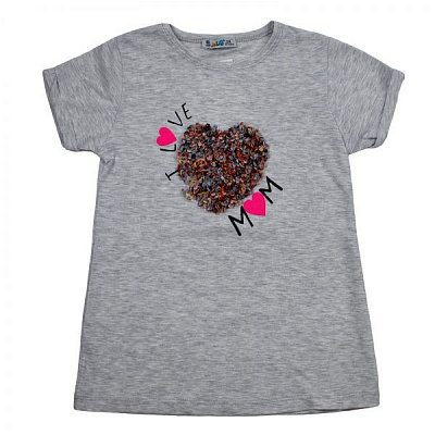Футболка для девочки ALG I Love Mom 720426 р.134 серый 