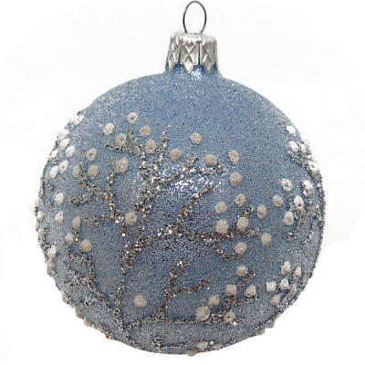 Шар новогодний стеклянный d80 6169 светло-голубой 80 мм