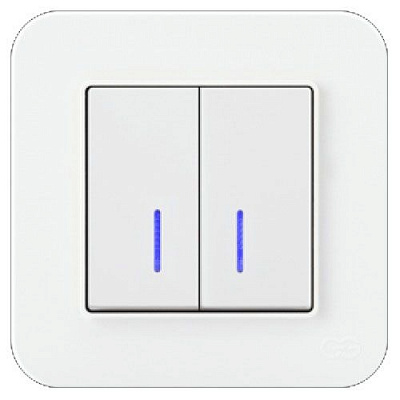 Вимикач двоклавішний Gunsan RADIUS з підсвіткою 10 А 250В білий 01 37 93 00 100 104