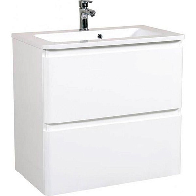 Тумба підвісна Aqua Rodos Accent 60 білий глянець під умивальник зі штучного каменя Альфа 60 та мармуру Accent