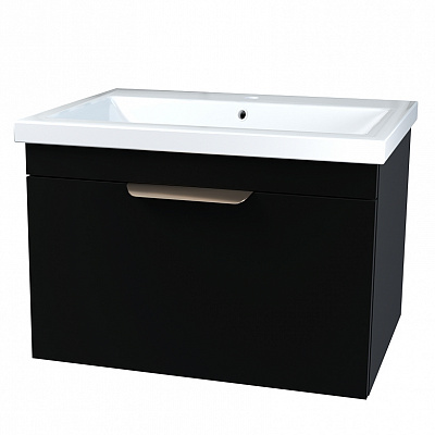 Тумба підвісна Сансервіс Каталонія-60 з умивальником Сомо 60 чорний мат