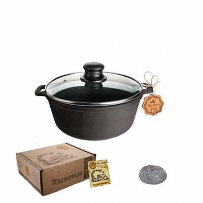 Кастрюля чугунная 2 л со стеклянной крышкой Т401С3 Maysternya