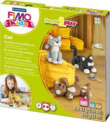Набор пластики Fimo Котики 4 цвета 42 г 