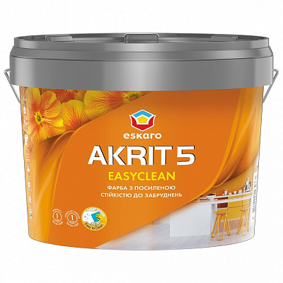Краска интерьерная акриловая Eskaro Akrit 5 Easyclean мат белый 9,5л 11,87кг