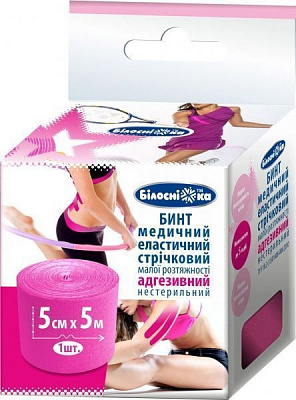 Бинт еластичний Білосніжка адгезивний 5x500 см рожевий 1 шт.