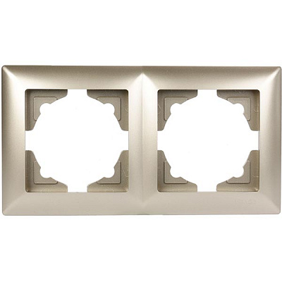 Рамка двухместная Gunsan VISAGE универсальная бежевый металлик VS 28 25 141