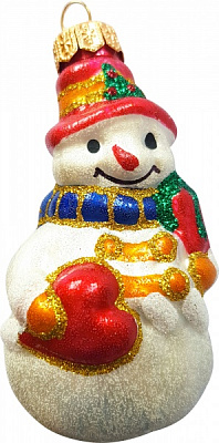 Підвіска Юріта Сніговик з сердечком 1007М біло-червоний