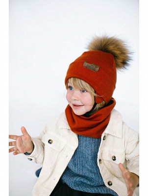 Комплект шапка + снуд для хлопчиків Dembo House Нугзар р.48 теракот 22.01.026