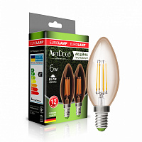 Лампа светодиодная Eurolamp 2 шт. C37 6 Вт E14 4000 К 220 В желтая MLP-LED-CL-06144(Amber)