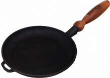 Сковорода для блинов чугунная с деревянной ручкой 22x2,5 см 220-25 Maysternya