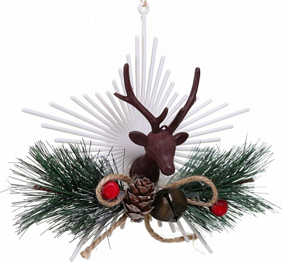 Декоративная подвеска Олень 10x13 см коричневый NY21006