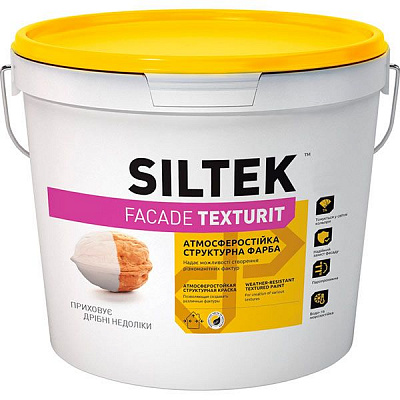 Краска акриловая структурная Siltek FACADE TEXTURIT База ТА мат белый 4,5л