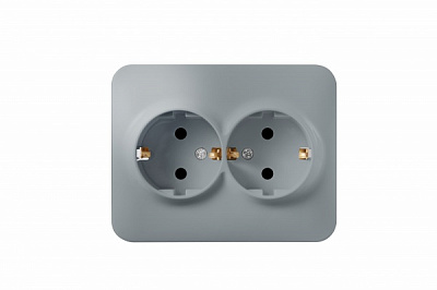 Розетка двойная с заземлением Hausmark Luno IP20 серебро 709-4343-127B