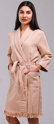 Халат вафельный Прованс Macadamia р. S кремовый 