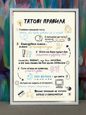 Картина Татові правила білий Posterclub