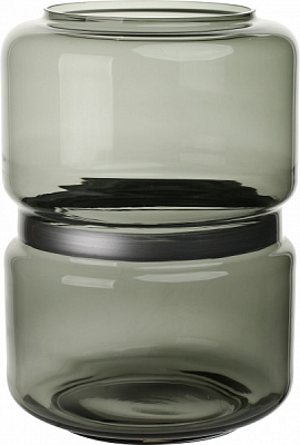 Ваза стеклянная дымчатая SATURN серебряное кольцо d25 h35 см Wrzesniak Glassworks