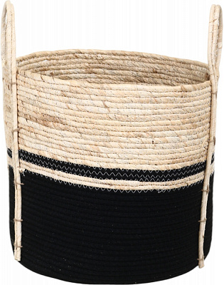 Корзина Sara круглый 35х35 см черный с бежевым EG15448