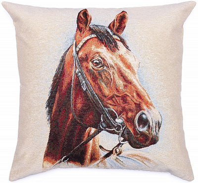 Наволочка декоративна Lefard Кінь 47x47 см бежевий із малюнком Home Textile