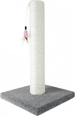 Кігтеточка AnimAll стовпчик Gray 47 см з пір’ячком