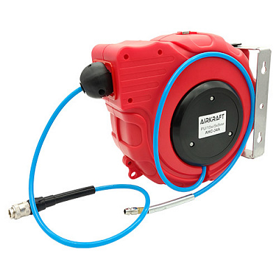 Шланг воздушный на катушке полиуретановый AIRKRAFT AHC-34A 5x8 мм с быстроразъемными соединениями 15 м 