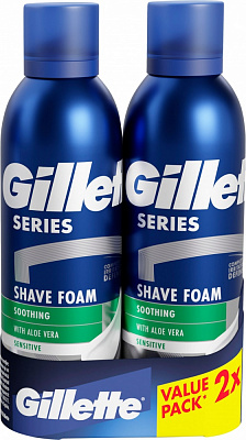 Пена для бритья GILLETTE Series Для чувствительной кожи с алоэ вера 200 мл + 200 мл