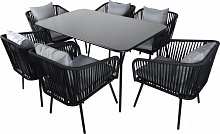 Комплект меблів Indigo Анетт стіл 150*90*75см + 6 крісел 62*65*80см сірий