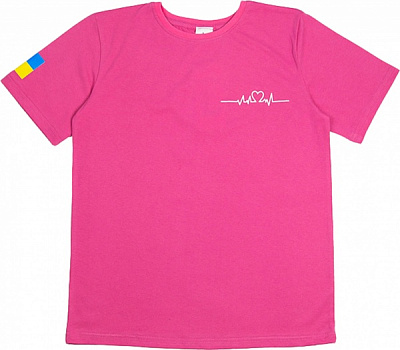 Футболка патриотическая для девочек Luna Kids Кардиограмма р.158 розовый 
