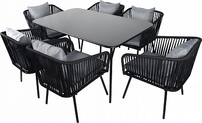 Комплект мебели Indigo Анетт стол 150*90*75см + 6 кресел 62*65*80см серый