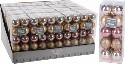 Набор елочных шаров пластиковых золотых и розовых d40 мм 20 шт./уп. 