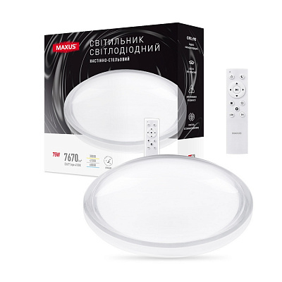 Світильник настінно-стельовий Maxus 75 Вт прозорий/білий 3000/4100/6000 К 1-MFCL-75R-Aura