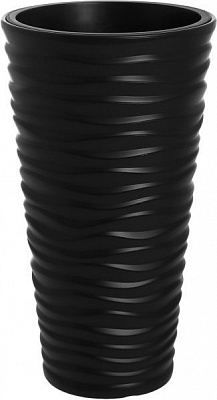 Горшок пластиковый Prosperplast Sand slim 2 в 1 круглый 37л антрацит (79620-433) 