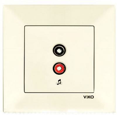 Розетка акустическая без заземления Viko Karre без шторок без крышки кремовый 90960137