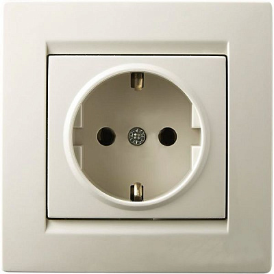 Розетка із заземленням UP! (Underprice) One без кришки крем 706-0303-122B