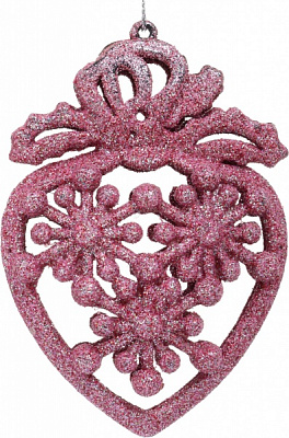 Декоративная подвеска Сердце 11 см HFK915 розовый