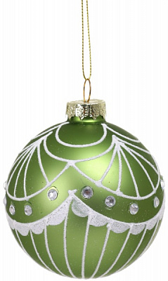 Елочная игрушка в форме шара с узором 8 см 