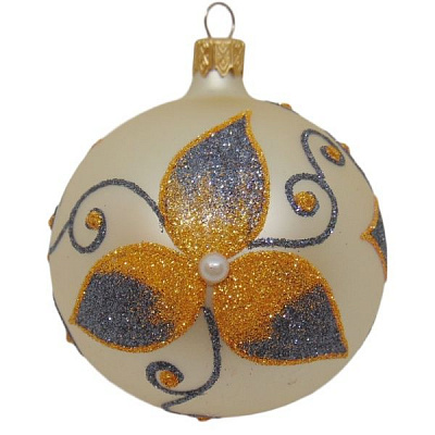 Шар новогодний d80 беж./фиолет. 9588/705515 