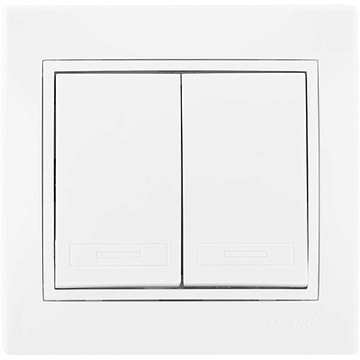 Выключатель двухклавишный Lezard Mira без подсветки 10 А 250В IP20 белый 701-0202-101