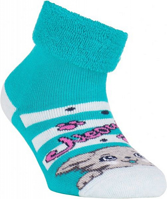 Носки детские Conte-Kids SOF-TIKI (против скольжения, с отворотом) 259 259 р.14 темно-бирюзовый с принтом 
